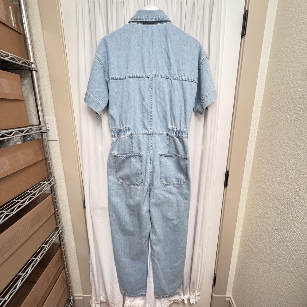 We The Free Free People Denim Short Sleeve Jumpsuit Light Wash Blue Medium - Picture 6 of 11